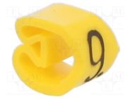 Markers; Marking: 9; 2.5÷5mm; PVC; yellow; -30÷60°C; leaded; PA-1 PARTEX