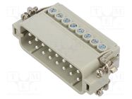 Connector: HDC; contact insert; male; CDA; PIN: 16; 16+PE; 16A; 600V ILME