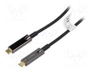 Cable; optical,USB 3.1; USB C plug,both sides; 20m; black DIGITUS