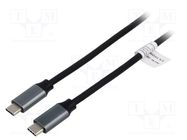 Cable; USB 3.0; USB C plug,both sides; nickel plated; 1m; black DIGITUS