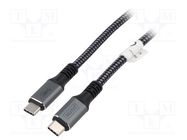 Cable; USB 4.0; USB C plug,both sides; gold-plated; 1m; Core: Cu DIGITUS