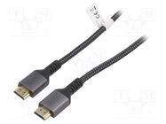 Cable; HDCP 2.2,HDMI 2.1; HDMI plug,both sides; textile; 3m DIGITUS