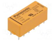 Relay: electromagnetic; DPST-NO + DPST-NC; Ucoil: 12VDC; 3A/30VDC PANASONIC