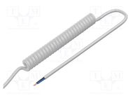 Wire: coiled; 2x1mm2; unshielded; PUR; white; 300V,500V; 0.2m; 0.7m SIMECH