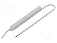 Wire: coiled; 3x0.15mm2; unshielded; PUR; white; 300V; 0.8m; 3.2m SIMECH