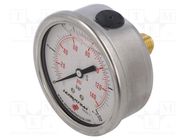 Glycerin manometer; 0÷10bar; 63mm; Enclos.mat: stainless steel PNEUMAT