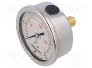 Glycerin manometer; 0÷25bar; 63mm; Enclos.mat: stainless steel PNEUMAT