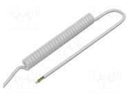 Wire: coiled; 6x0.15mm2; unshielded; PUR; white; 300V; 0.5m; 2m SIMECH