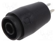 Connector: 4mm banana; socket; black; 25A; 24.47mm; PCB; 5mΩ; 1kV CAL TEST