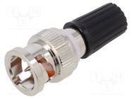 Adapter; black; 3A; 35.5mm; banana 4mm socket,BNC plug; 50Ω; 500V CAL TEST