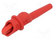 Crocodile clip; 10A; Grip capac: max.9mm; red; soldered; L: 74.5mm CAL TEST