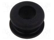 Grommet; Ømount.hole: 9mm; Øhole: 6mm; black; Panel thick: max.4mm ESSENTRA