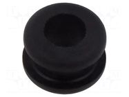 Grommet; Ømount.hole: 9mm; Øhole: 6mm; black; Panel thick: max.4mm ESSENTRA