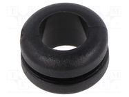 Grommet; Ømount.hole: 10mm; Øhole: 8mm; black; 0÷80°C; PVC ESSENTRA