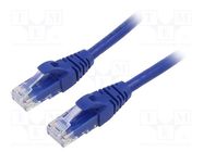 Patch cord; U/UTP; 6; stranded; Cu; PVC; blue; 1m; 26AWG QOLTEC