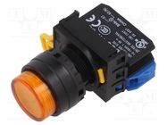 Switch: push-button; 22mm; Stabl.pos: 1; NO; orange; LED; IP65; YW IDEC