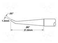 Tip; bent conical; 1.3x22mm; 510°C; for soldering station METCAL