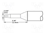 Tip; chisel; 1mm; 468°C; for soldering station METCAL