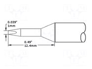 Tip; chisel; 1mm; 413°C; for soldering station METCAL