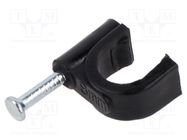 Holder; black; on round cable; 100pcs; with a nail; Ø: 8mm; H: 9.7mm Goobay