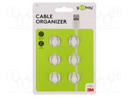 Set of clips; white; Cable P-clips; 6pcs; double,self-adhesive Goobay