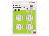 Set of clips; white; Cable P-clips; 4pcs; triple,self-adhesive Goobay