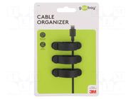Set of clips; black; Cable P-clips; 3pcs; triple,self-adhesive GOOBAY