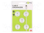 Set of clips; white; Cable P-clips; 5pcs; single,self-adhesive GOOBAY