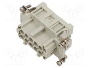 Connector: HDC; contact insert; female; CCE; PIN: 10; 10+PE; 16A ILME