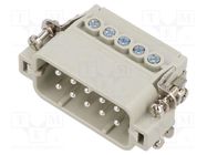 Connector: HDC; contact insert; male; CDA; PIN: 10; 10+PE; 16A; 600V ILME