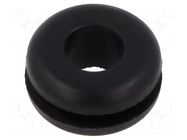 Grommet; Ømount.hole: 10mm; Øhole: 6mm; black; Panel thick: max.2mm ESSENTRA