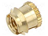 Threaded insert; brass; M3; BN 1049; for plastic BOSSARD