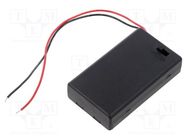 Holder; AAA,R3; Batt.no: 3; cables; black; with switch,snapped-in Goobay