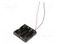 Holder; AA,R6; Batt.no: 4; cables; 150mm; black COMF