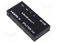 Splitter; HDCP 2.2,HDMI 1.4; Features: PnP,Ultra HD 4K; black QOLTEC