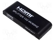 Splitter; HDCP 2.2,HDMI 2.0; Features: PnP,Ultra HD 4K; black QOLTEC