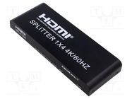 Splitter; HDCP 2.2,HDMI 2.0; Features: PnP,Ultra HD 4K; black QOLTEC