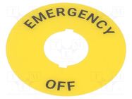 Description label; 22mm; Button marking: EMERGENCY,OFF; SF2ER AUTONICS