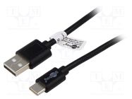 Cable; USB 2.0; USB A plug,USB C plug; nickel plated; 1.8m; black Goobay