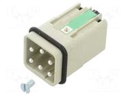 Connector: HDC; contact insert; male; 16A; 400V; Han Q; PIN: 6; 5+PE HARTING