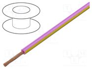 Wire; H05V-K,LgY; stranded; Cu; 0.5mm2; PVC; pink-yellow; 300V,500V BQ CABLE