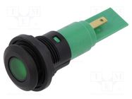 Indicator: LED; flat; green; 12VDC; 12VAC; Ø16mm; IP67; plastic CML INNOVATIVE TECHNOLOGIES