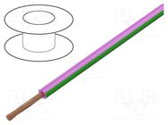 Wire; H05V-K,LgY; stranded; Cu; 1mm2; PVC; pink-green; 300V,500V BQ CABLE