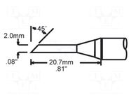 Tip; hoof,elongated; 2mm; 421°C; for soldering station METCAL