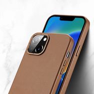 Dux Ducis Grit Leather Case for iPhone 14 Plus Elegant Faux Leather Cover (MagSafe Compatible) Brown, Dux Ducis