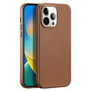 Dux Ducis Grit Leather Case for iPhone 14 Pro Max Elegant Faux Leather Cover (MagSafe Compatible) Brown, Dux Ducis