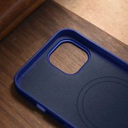 iCarer Litchi Premium Leather Case iPhone 14 Magnetic Leather Case with MagSafe Dark Blue (WMI14220709-DB), iCarer