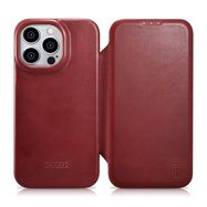 iCarer CE Oil Wax Premium Leather Folio Case Leather Case iPhone 14 Pro Max Magnetic Flip MagSafe Red (AKI14220708-RD), iCarer