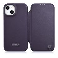 iCarer CE Premium Leather Folio Case iPhone 14 Plus Magnetic Flip Leather Folio Case MagSafe Dark Purple (WMI14220715-DP), iCarer