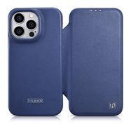 iCarer CE Premium Leather Folio Case iPhone 14 Pro Max Magnetic Flip Leather Folio Case MagSafe Blue (WMI14220716-BU), iCarer